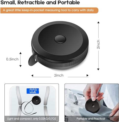 Image of iBayam 2 Pack Tape Measure Measuring Tape Tool for Body Fabric Sewing Tailor Cloth Knitting Vinyl Home Craft Measurements, 60-Inch Soft Retractable Double Scales Rulers for Body Weight Loss