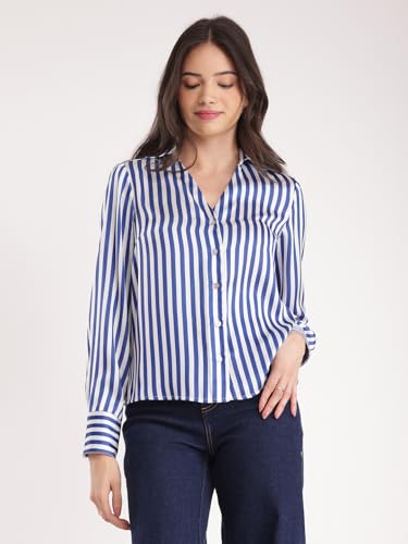 Image of FableStreet Women Shirts | Comfort Fit Spread Collar | Premium Satin Fabric for Formal, Business Casual
