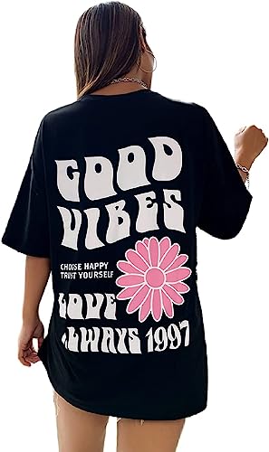 DENIMHOLIC Cotton Half Sleeve Oversized T Shirts for Women