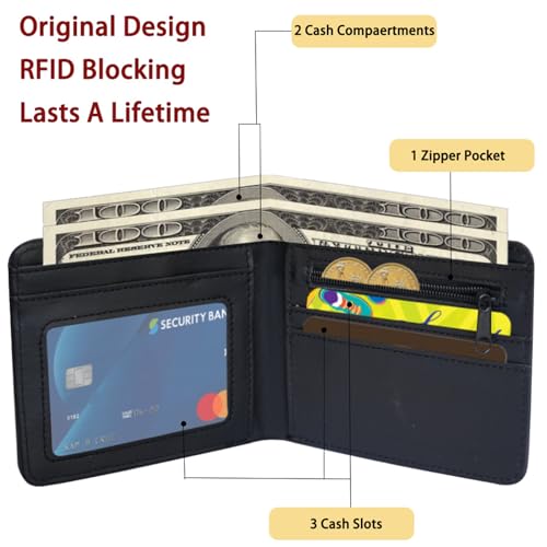 Teen Boys Wallet with Zipper Coin Pocket for Teenager and Youth Guys, Cool Bi-Fold Leather Purses with Credit Card Cash Holder and ID Window for Men, Funny Gifts for Kids -Gamepad Black2