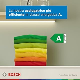 Bosch WRB247C0IT Serie 8 Asciugatrice smart a pompa di calore, 9 kg, Classe energetica A, Condensatore autopulente, Sensori di asciugatura intelligenti, Riduce le pieghe, Bianco, 60 Cm