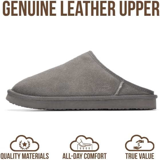 Project Cloud Mens Slippers 100% Genuine Leather and Genuine Shearling Lining – House Slippers for Men with Memory Foam Insole – Lightweight & Non Slip Mens House Shoes - Image 5