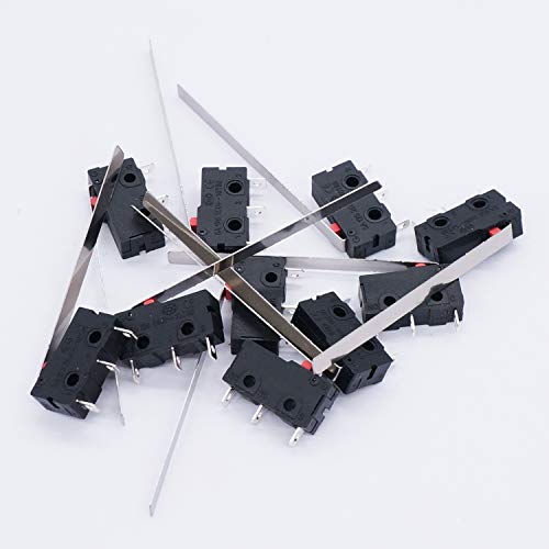 Twidec/10Pcs Mini Micro Limit Switch 5A 125 250V Ac Spdt 1No 1Nc Very Long Straight Hinge Lever Arm Switch Snap Action Button Type 3 Pins Kw11-3Z04 #TOP2