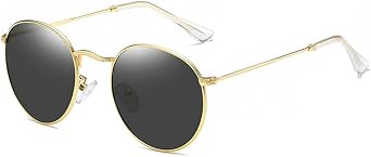 LVTFCO Retro Metal Round Sunglasses Men Small Hip Hop Mirror Glasses Women