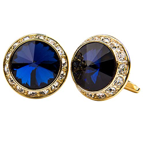 Vittorio Vico Round Colored Crystal Diamond Set Cufflinks by Classy Cufflinks