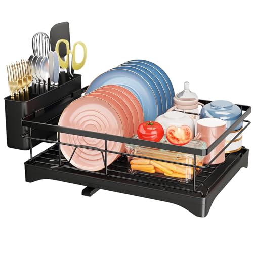 Godboat Dish Drying Rack - Dish Rack with Auto-Drain, Dish Drainer with Swivel Spout, Dish Racks for Kitchen Counter, Black by Godboat - Image 8
