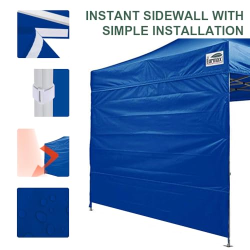 Image of Eurmax USA 10x6.4 Pop Up Canopy SunWall-UV Protection for Tents,Blocks Sunlight&Wind,Water Resistant Side Wall Only,Easy Hook & Loop Installation,Fit for 10FT Straight Leg Shelters&Gazebo,Royal Blue
