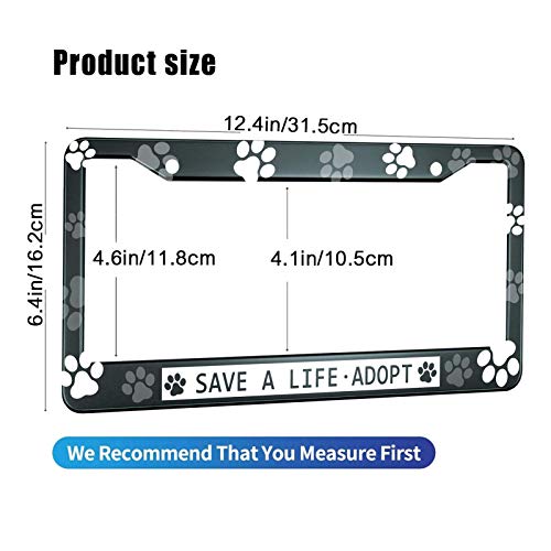Hosnye Save A Life Adopt License Plate Frame Blank Paw Print Dog Cat Metal License Plate Cover Front Plates Frames Car Tag Frame For Women Men Us Vehicles Standard #TOP1
