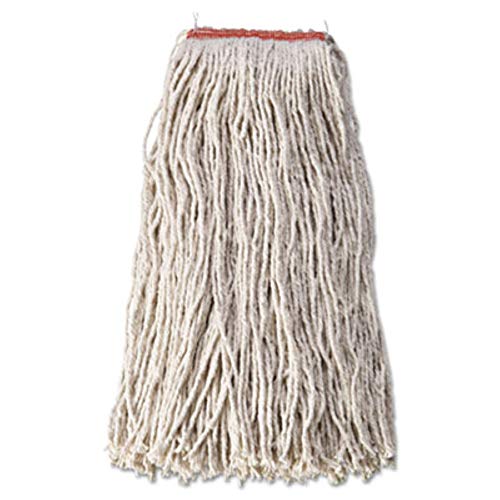 Image of Rubbermaid Commercial FGF51800WH00 Premium 8-Ply Cut-End Blend Mop, 24-ounce, 1-inch Orange Headband, White, Heavy Duty Wet Mop for Floor Cleaning Office /School /Stadium /Bathroom