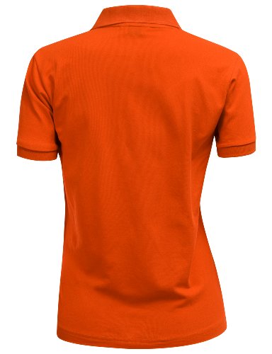 Women's 100% Cotton Pk Silket Polo Dri Fit Collar Short Sleeve T-Shirt Orange L #TOP2