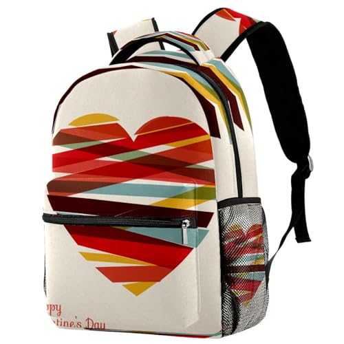 Sac à dos d'école à rayures colorées de cœur pour fille et garçon 40cm