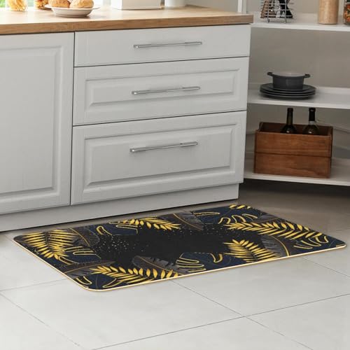Tapete de cocina VAPOKF de 2 piezas, juego de alfombras lavables y absorbentes con hojas oscuras 7