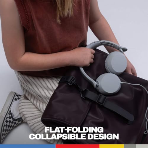 Image of Skullcandy Icon 180 Wired Headphones, Built-in 85dB Volume Limiter, Comfortable On-Ear Fit, Adjustable Headband, Convenient for Travel with 3.5mm AUX Plug, in-Line Microphone - Cement