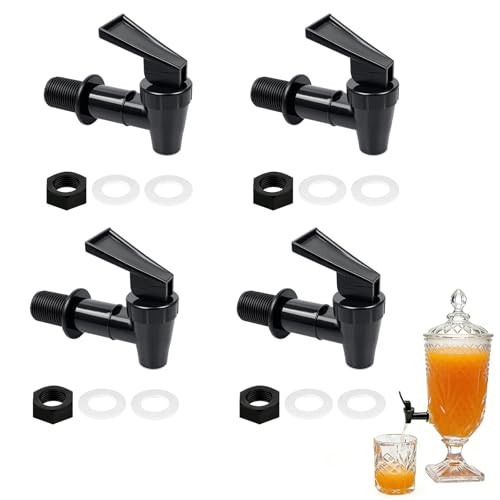 4 Stück Kunststoff Getränkespender Zapfhahn Auslaufhahn für Regentonne Wasserhahn Kunststoff Wasserspender Ersatzzapfen für Kalte und heiße Getränke und heiße Getränke Bierfass Glas Saft Trinkbrunnen