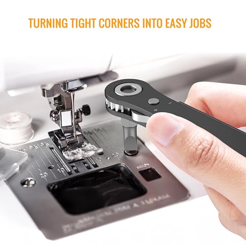 Pocione PC002 Right Angle Screwdriver Mens Gifts - 90 Degree Offset Ratcheting Screwdriver Pocket Mini Low Profile Ratchet Wrench Bit Socket Set thumb #3