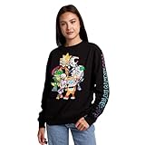 Bioworld Five Nights at Freddy's Group Shot Women's Black Crew Neck Long Sleeve Fleece Sweatshirt-Small