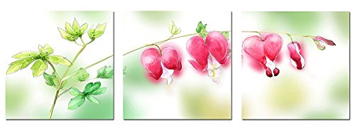 Wieco Art 3 Piece Floral Giclee Canvas Prints Wall Art Pink Dream Pictures Paintings Home Decorations for Living Room Bedroom Kitchen Modern Stretched and Framed Grace Contemporary Flowers Artwork