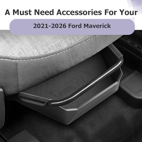 Image of LUWU 2-Pack Under Seat Storage Box Compatible with 2021-2024 2025 2026 Ford Maverick Accessories Center Console Organizer Armrest Console Secondary Storage Box Insert Tray ABS Material Black