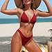 2026 Summer Fashion Women Two Piece Triangle Bikini Sets Sexy String Bathing Suit Halter Top with Bikini Bottom Wine
