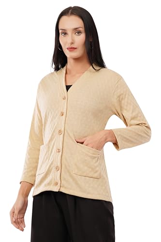 Image of Women's Warm Woolen Cardigan - Stylish Full Sleeve Knitwear for Winter, Cozy & Elegant Sweater with Front Pocket Plus Size Also Available L to 4XL