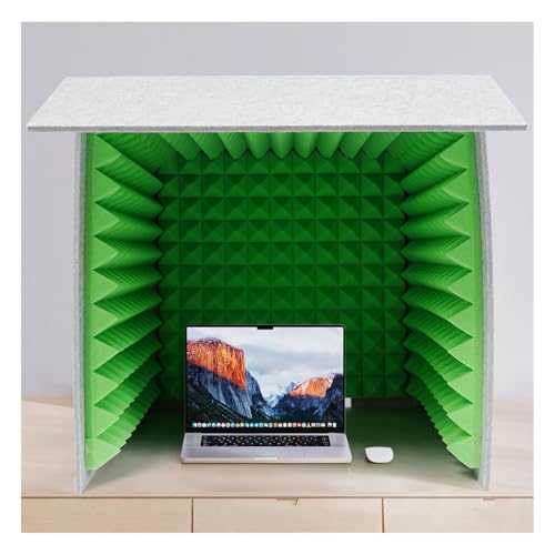 Cabina de aislamiento de escritorio plegable, pequeño estudio de grabación musical, escudo cuadrado portátil a prueba de sonido, estudio para grabación de música y podcasting, verde, 23.6 pulgadas miniatura 1