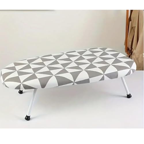Image of Handcuffs Ironing Board Tabletop Ironing Stand with Foldable Legs | Portable Mini Iron Table for Small Spaces Dorms & Laundry Rooms (Grey /White)