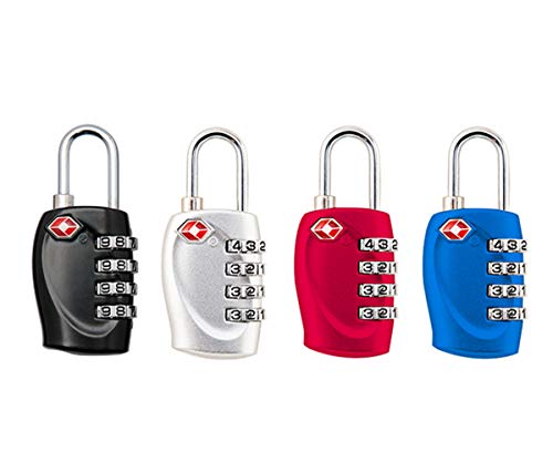 4-PackJYHY-TSA-Approved-4-Digit-Combination-Locks-Heavy-Duty-High-Secure-Resettable-Padlocks-for-Luggage-Suitcases-Travel-Bags-and-Gym-LockersBlackSliverRedBlue