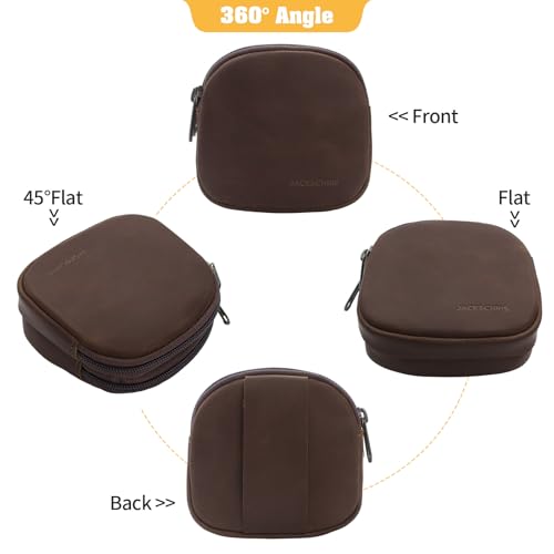 Image of Jack&Chris Coin Purse for Men, Genuine Leather Mini Coin Wallet Zipper Pocket with Back Belt Loop, Coin Bag for Men and Women