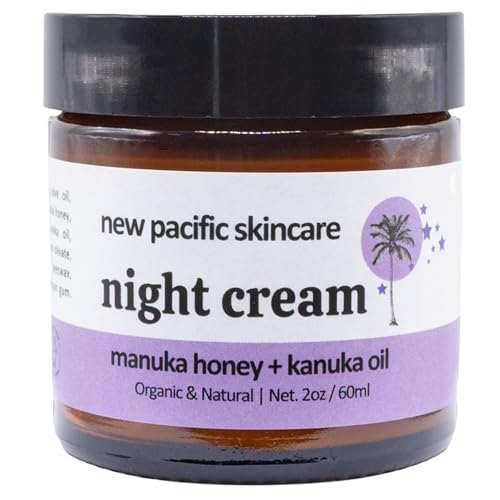 New Pacific Skincare Organic Manuka Honey + Kanuka Oil Night Repair Face Moisturizer Cream | Rejuvenating, Calming, Restoring | 2.5 month supply, 2oz/60ml | Made in New Zealand