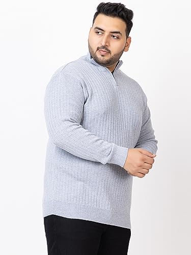 Image of Kvetoo Plus Size Men High Neck Zipper Full Sleeve Woolen Winter Sweater