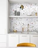 CiCiwind Self Adhesive Wallpaper 41cm×10m White Floral Contact Paper Peel and Stick Wallpaper Thicken Flower Leaf Wallpaper Waterproof Sticky Back Plastic for Living Room Bedroom Wall Furniture Decor - Image 4