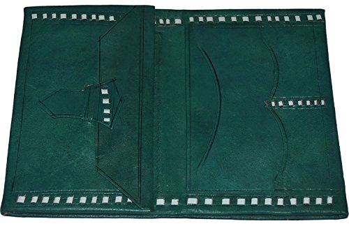 Treasures Of Morocco Handmade Moroccan By-fold Leather Wallet Large Vintage Exquisite Handy Green3