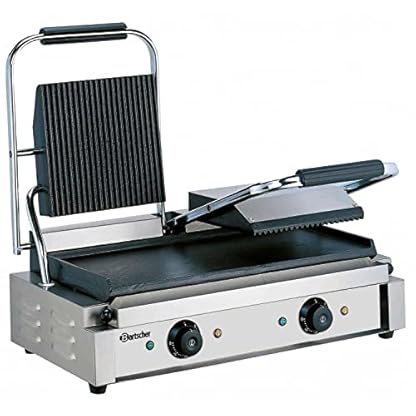 Bartscher Doppel-Elektro-Kontaktgrill 3,6 kW Grillplatten oben gerillt, unten glatt Gastronomiebedarf