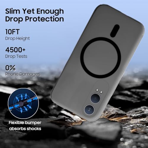 Image of SHINESTAR Back Cover for OnePlus Nord CE 4 Lite 5G | Frosted Semi-Transparent Slim Case | Only Compatible with Wireless Magnetic Accessories | Hard Back, Matte Finish - Black