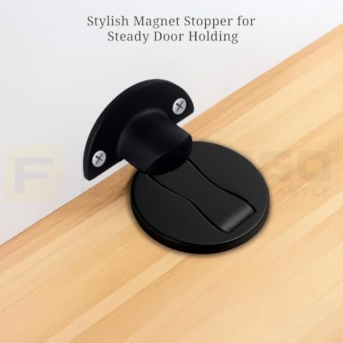 Image of Round Magnetic Door Stopper Black Finish Stainless Pack 2