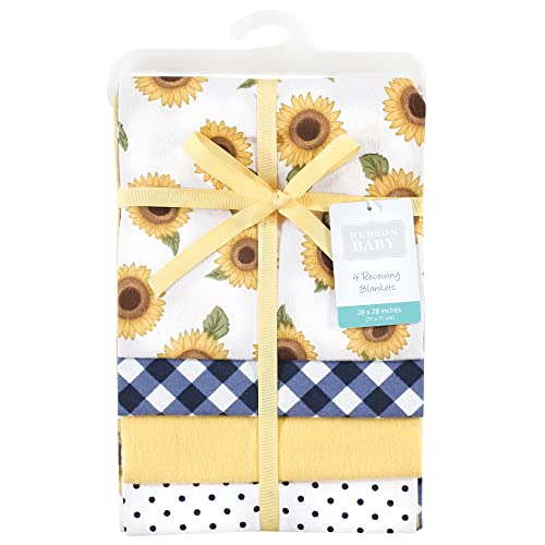 Image of Hudson Baby Unisex Baby Cotton Flannel Receiving Blankets, Sunflower, One Size