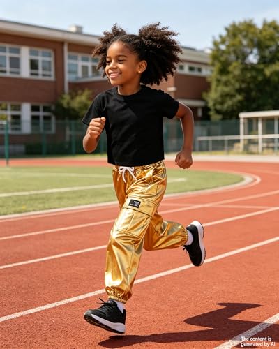 Image of SANGTREE Girls' 2 Piece Outfits T-Shirt and Drawstring Cargo Jogger Pants Clothing Set, 4-14 Years