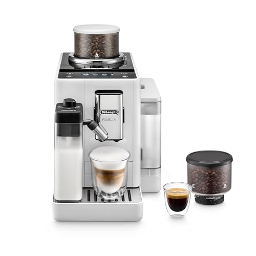 De'Longhi Rivelia Automatic Espresso Machine, Milk Frother, White