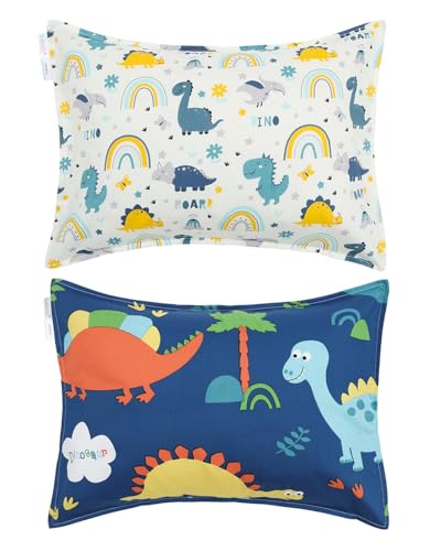 Image of ALVABABY Toddler Pillowcases 2 Pack Organic Cotton Kids Pillow Cover Fit 13 inchx 18 inch or 14 inchx19 inch Envelope for Girl Boy Travel(Pillowcase Only) 2L-FTP08A
