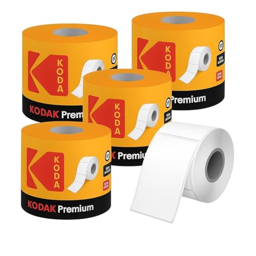 Image of Kodak 4x6 Inch Self-Adhesive Thermal Shipping Labels - Pack of 4 Rolls (400 Label per Roll) - Barcode Stickers for Label Printer - Smudge-Free & Fade-Resistant