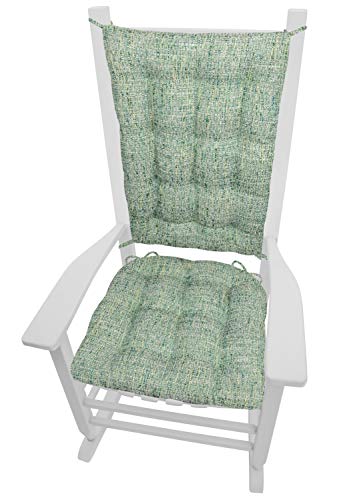 Barnett Home Decor Brisbane Sea Glass Rocking Chair Cushions - Standard - Latex Foam Filled Seat Cushion & Backrest Pad with Ties - Reversible - Made in USA (Aqua/Turquoise)