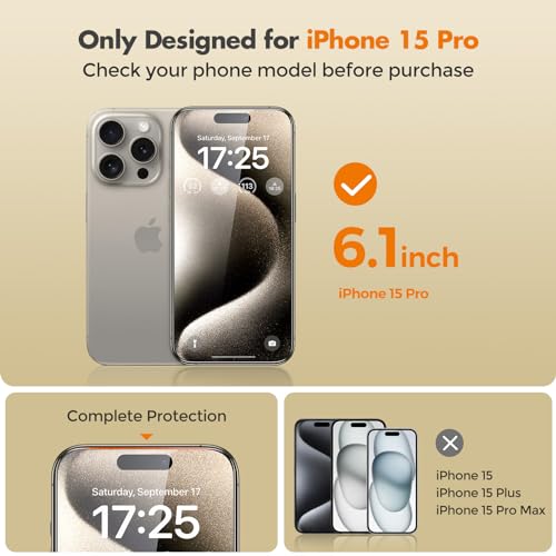 Image of UNBREAKcable Privacy Screen Protector for iPhone 15 Pro, Anti-Spy Shatterproof Tempered Glass [True 28Anti Spy] [9H Hardness] [Easy Installation Frame] Black Protector for Apple iPhone 6.1 inch - 2 Pack