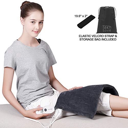 Tech Love XLarge Heating Pad with Fixation Strap for Neck Shoulder and Back Pain Relief XL Moist Heat Pad 12" x 24"Charcoal Gray - Thumbnail 4