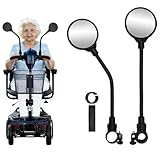 2Pcs Electric Scooter Rear View Mirrors, Adjustable 360° Rotating Wide-angle Mobility Scooter Rear View Mirrors for Elderly, Universal Fit Wheelchair Accessories