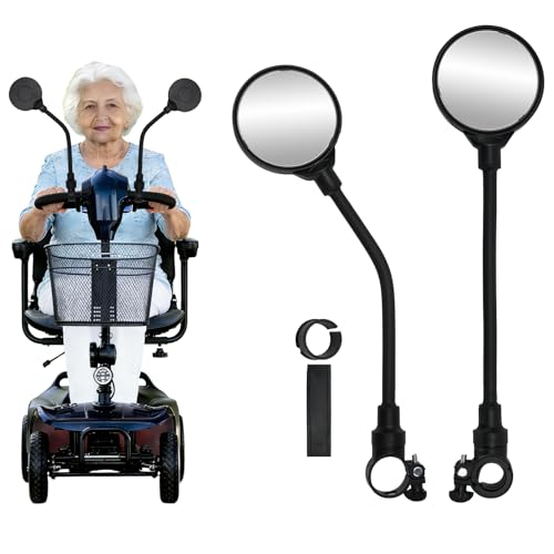 2Pcs Electric Scooter Rear View Mirrors, Adjustable 360° Rotating Wide-angle
