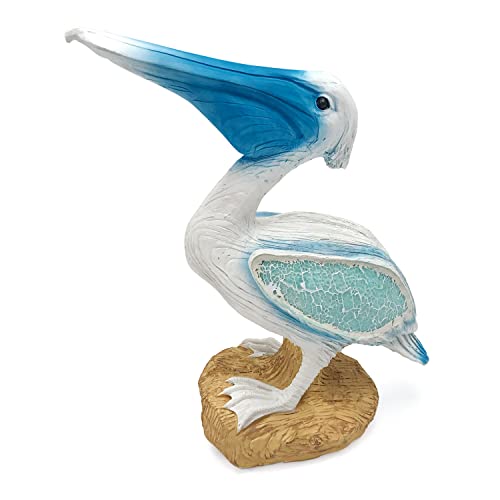 Usupgift Resin Pelican Blue Bird On A Stone With Glass Wings Statue Figurines (5.7"X4.1"X 2.4") For Gifts Home Bathroom Living Room Garden Desk Decor #TOP6