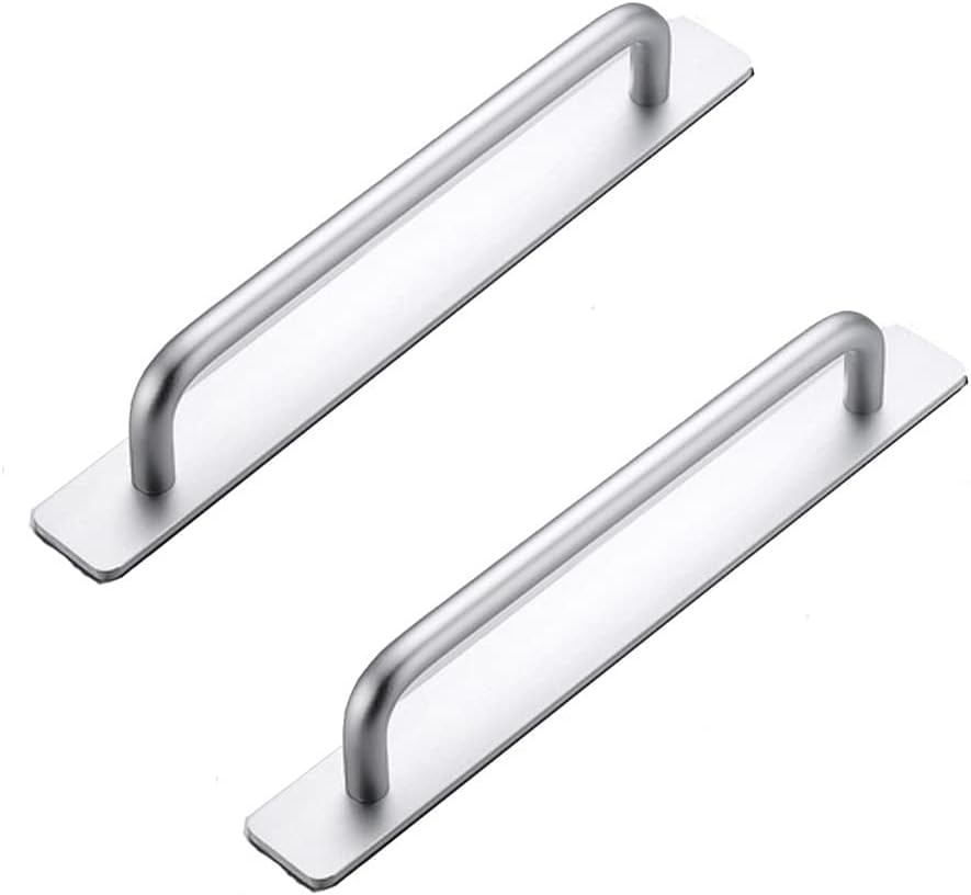 Skyscraper Self-Stick Instant Kitchen Cabinet Bathroom Drawer Closet Door Handle Pulls 2pcs/Set (170mm, Silver)