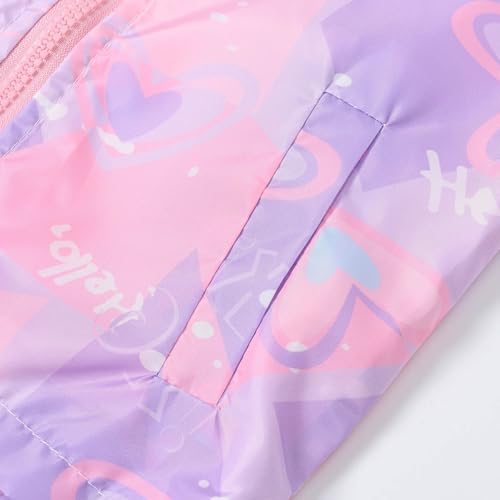 Kids Girls Pattern Print Zip Up Hooded Jacket Windproof Long Sleeve Lightweight Windbreaker Toddler Boys Cute Outwear4