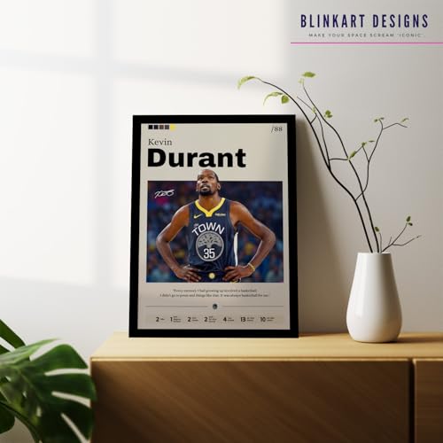 Image of BLINKART Kevin Durant | Nba Basketball Player | Synthetic Wood Photo Framed Wall Hanging Poster For Room & Office Bedroom Living Boys And Girl Room Home Wall Hanging | 12x18 Inches
