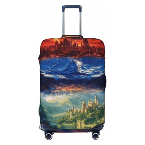Fantasy Castle Landscape Luggage Cover Protector Elastic Washable Anti-Scratch Suitcase Covers With Concealed Zipper For 18-32 Inch Luggage X-Large